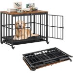 Costway cage pour chien pliable � roulettes, plateau amovible, caisse chien en m�tal r�sistante aux morsure, ...