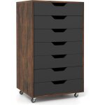 Costway caisson de bureau � roulettes, meuble rangement bureau 7 tiroirs, commode rangement 7 tiroirs ...