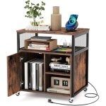 Costway caisson bureau avec station de charge, petit meuble de rangement � roulette, armoire verrouillable, ...