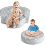 Costway - canap� convertible enfant lumineux avec motif �toile, fauteuil enfant convertible en tissu ...