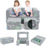 Costway - canap enfant 2 places lumineux (brillant dans le noir) avec motif dinosaure, fauteuil enfant ...