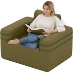Costway canap� gonflable 1 place, fauteuil portable en tissu oxford avec pompe � air int�gr�e 3 embouts ...
