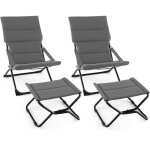 Chaise pliante 2 en 1, fauteuil de jardin exterieur avec repose - pied, accoudoirs, coussin rembouré ... Chaise pliante 2 en 1, fauteuil de jardin exterieur avec repose - pied, accoudoirs, coussin rembouré ...