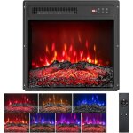 Costway chemin�e �lectrique 48, 5 cm, chemin�e chauffage 750w / 1500w avec t�l�commande 7 couleurs de ...