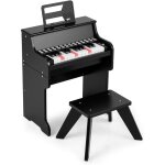 Costway clavier piano enfant 25 touches, piano num�rique en bois avec tabouret & pupitre amovible, mode ...