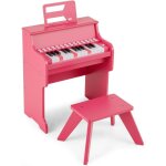 Costway clavier piano enfant 25 touches, piano num�rique en bois avec tabouret & pupitre amovible, mode ...