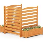 Costway cl�ture dext�rieur en bois pour climatiseur avec jardini�re, �cran d?intimit� autoportant � 3 ...