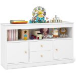 Costway - coffre  jouets enfant avec 2 tiroirs & 2 armoires, meuble de rangement jouets enfants avec ...