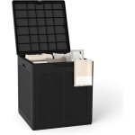 Costway coffre de rangement 145 l, bac � outils ext�rieur avec poign�e pratique, motifs en rotin & couvercle ...