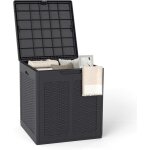 Costway coffre de rangement 145 l, bac � outils ext�rieur avec poign�e pratique, motifs en rotin & couvercle ...