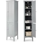 Costway - colonne de salle de bain 5 niveaux 2 portes, meuble rangement de salle de bain avec porte magntique ...