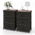 Costway - commode 3 tiroirs en tissu, commode chambre adulte avec cadre en m�tal, industriel, 20x48x76cm(lot ...