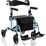 Costway d�ambulateur pliable 4 roues, rollator l�ger avec dossier r�versible, hauteur r�glable poign�e ...