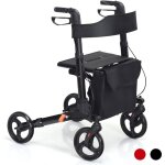 Costway - dambulateur pliant  4 roues de 20 cm charge 136kg, rollator mdical lger en aluminium avec ...