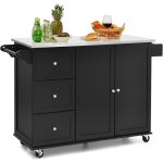 Desserte de cuisine sur roulettes, lot central cuisine plateau en acier inoxydable, avec 3 tiroirs, ...
