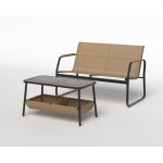 Costway - ensemble de causeuse et table basse d'ext�rieur avec 2 compartiments de rangement, tissu respirant ...