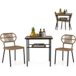 Ensemble de meubles 3 pcs de patio en rotin charge 180kg, salon de jardin 2 chaises empilables de différentes ... Ensemble de meubles 3 pcs de patio en rotin charge 180kg, salon de jardin 2 chaises empilables de différentes ...