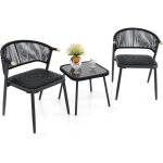 Ensemble de meubles 3 pcs de patio en rotin charge 180kg, salon de jardin chaises rembourrées en mousse ... Ensemble de meubles 3 pcs de patio en rotin charge 180kg, salon de jardin chaises rembourrées en mousse ...