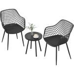 Ensemble de meubles 3 pices de patio charge 130kg, salon de jardin 2 fauteuils table basse ronde support ...