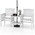 Costway ? ensemble de meubles de patio 2 places en bois de sapin ? 2 chaises � lattes ? table basse avec ...