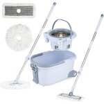 Costway ensemble serpill�re et seau, lavage mains libres avec double seau, serpill�re rectangulaire & ...