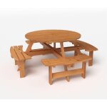 Ensemble table de pique - nique en bois pour 2 à 8 personnes, set table et banc jardin circulaire avec ... Ensemble table de pique - nique en bois pour 2 à 8 personnes, set table et banc jardin circulaire avec ...