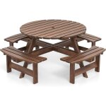 Costway ensemble table de pique - nique en bois pour 2 à 8 personnes, set table et banc jardin circulaire ... Costway ensemble table de pique - nique en bois pour 2 à 8 personnes, set table et banc jardin circulaire ...
