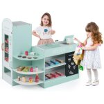 Costway �picerie enfants en bois avec 15 accessoires & distributeur automatique, marchande enfants avec ...