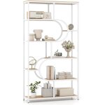 Costway �tag�re � 8 niveaux 175 cm, biblioth�que d'exposition en bois avec cadre en m�tal, pieds r�glables, ...