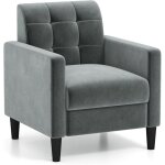 Costway - fauteuil de salon en velours 1 personne, style scandinave, canap 1 place avec avec dossier ...