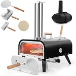 Costway - four  pizza extrieur portable en acier inoxydable avec pierre  pizza de 30 cm, pole  pizza ...