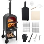 Costway - four  pizza extrieur avec thermomtre intgr, grill  pizza mobile avec poigne et roues ...