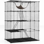 Grand cage chat  4 niveaux, enclos pour chats en fil mtallique amovible, hamac, 3 echelles, 4 portes, ...
