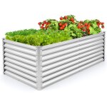 Costway - lit de jardin sur�lev� h60 cm � fond ouvert, jardini�re sur�lev�e rectangulaire en m�tal avec ...