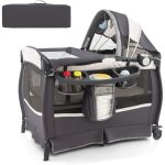 Costway - lit parapluie bb avec matelas & table  langer escamotable, lit bb volutif avec bote ...