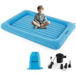 Costway lit de voyage gonflable enfant avec matelas pneumatique & amovible, lit gonflable en pvc avec ...