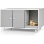 Costway - maison de toilettes pour chat  double portes, meuble  litire en bois pour chat avec griffoir, ...