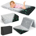 Costway - matelas de sol lumineux � 3 volets pour enfants avec motifs �toiles, canap� - lit enfant pliable ...