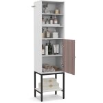 Costway - meuble colonne de salle de bain 38 x 30 x 145 cm, meuble wc rangement sur pied avec grand placard ...