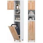 Costway meuble colonne salle de bain, armoire de rangement �troite avec panier � linge, 2 compartiments ...