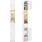 Costway meuble colonne salle de bain avec led, meuble de rangement haut avec 3 �tag�res en verre tremp� ...
