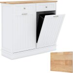 Costway meuble cuisine avec 2 tiroirs, buffet cuisine avec 2 placards 40l, meuble poubelle rangement ...