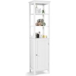 Costway - meuble de rangement salle de bain, meuble colonne autoportante avec tagre  3 niveaux, avec ...