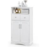 Costway - meuble de salle de bain  2 portes 2 tiroirs, colonne salle de bain armoire haute avec tagres ...