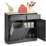 Costway - meuble salle de bain avec 2 tiroirs et placard 42l, armoire commode avec plateau en caoutchouc, ...