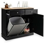 Costway - meuble salle de bain avec 2 tiroirs et placard 42l, armoire commode avec plateau en caoutchouc, ...