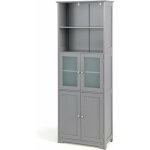 Costway - meuble de salle de bain  4 portes 2 compartiments ouverts, colonne salle de bain armoire haute ...