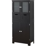 Costway meuble de salle de bain � 4 portes 2 tiroirs, colonne salle de bain armoire haute avec �tag�res ...