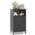 Costway - meuble de salle de bain avec porte, meuble de rangement avec compartiment ouvert, placard tagre ...