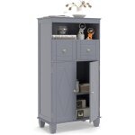 Costway meuble salle de bain, meuble de rangement avec 2 tiroirs et placard � 2 portes, compartiment ...